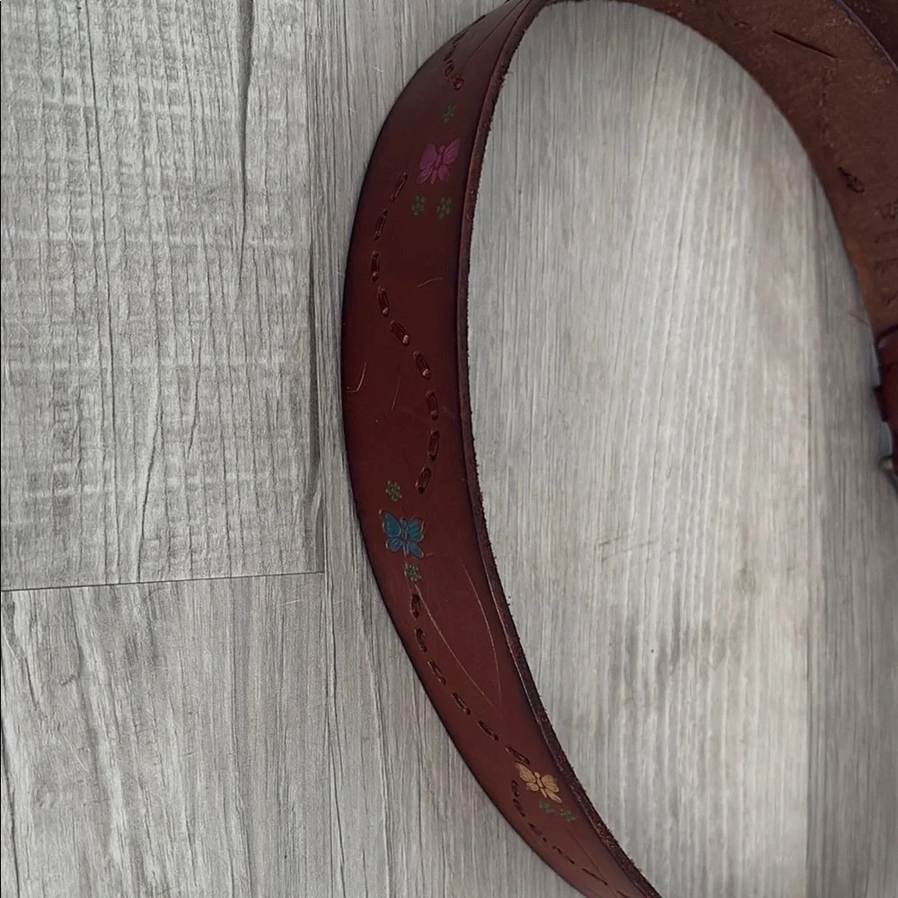 Aeropostale Brown Leather Belt with Floral Accents